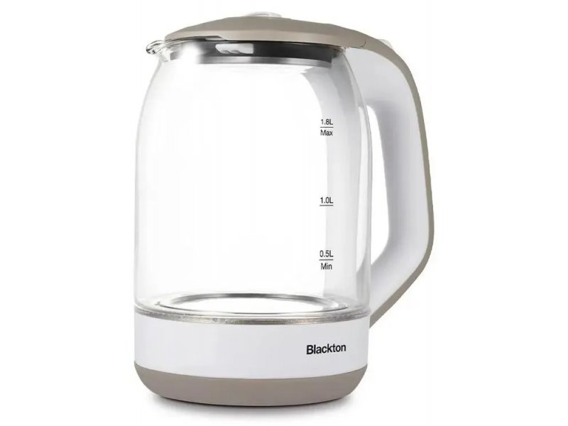 Blackton Bt KT1823G 1.8л белый — стеклянная колба с отметками объёма 0.5L, 1.0L, 1.8L