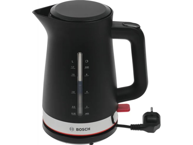 Bosch TWK4M223 чёрный электрический чайник с закрытой спиралью и кнопкой включения