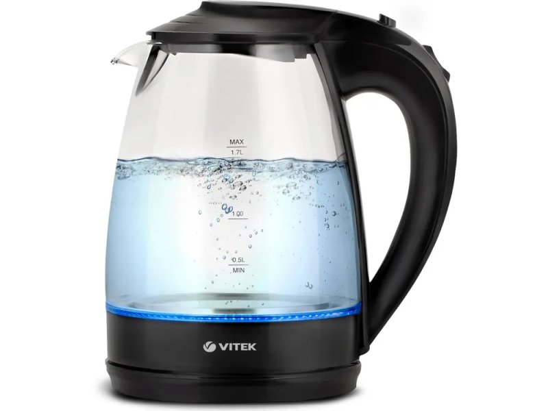 Vitek VT-1122 черный электрический чайник 1.7 л скрытая спираль мощность 2200 Вт