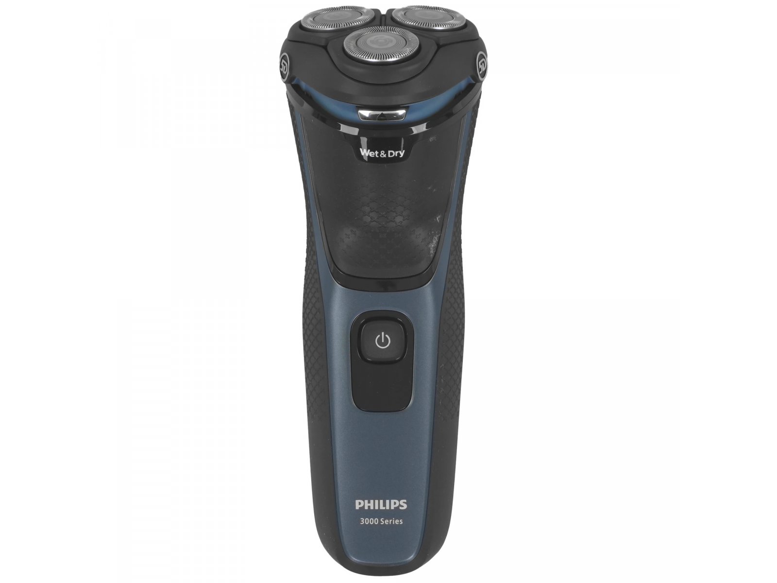 Philips S3144/00 вид спереди — три плавающие головки Wet and Dry, кнопка включения, серия 3000