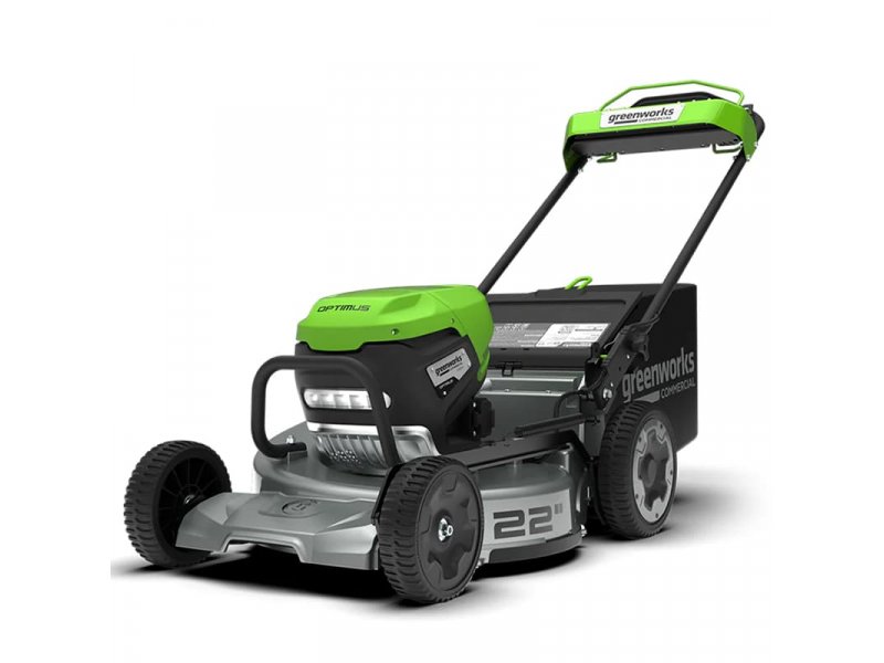 Greenworks LM221S газонокосилка 53 см ширина скашивания вид спереди под углом