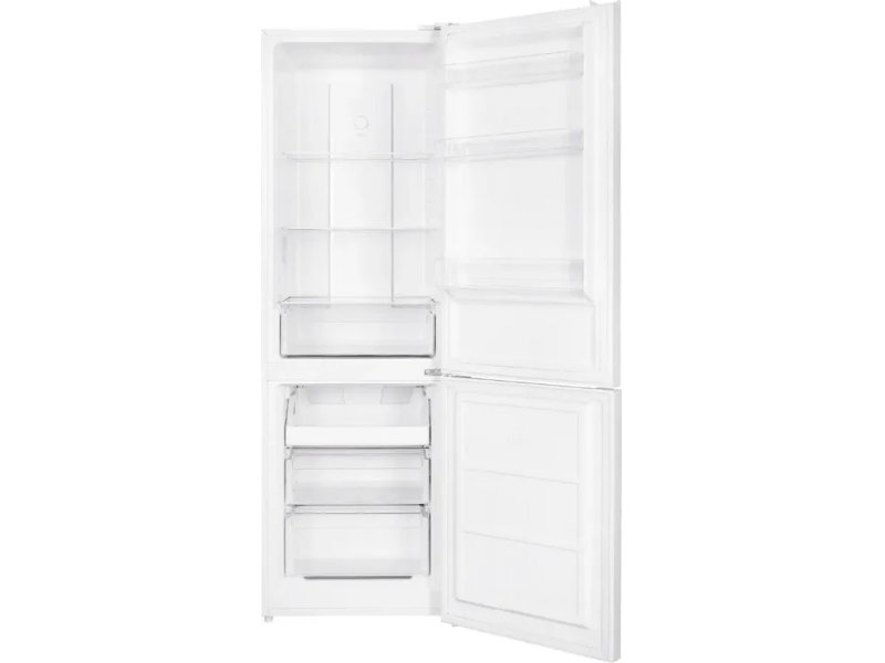 Ardo RMA460286W2 внутренняя компоновка — открытые двери, полки из закалённого стекла, ящики морозильника