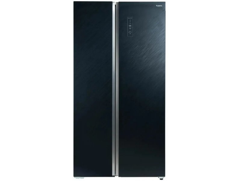 Бирюса SBS 541 TBG Side by Side чёрный стеклянные двери вид спереди