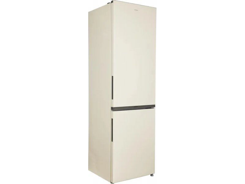 Candy CFN6200C боковой профиль — металлические двери бежевого цвета, ручки и габариты корпуса