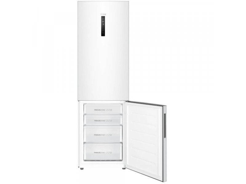 Haier C4F640CWU1 нижняя морозильная камера открыта — четыре прозрачных ящика FreezeZone