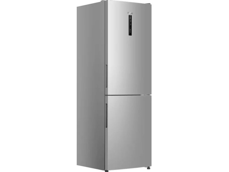 Haier CEF530CSRG угловой боковой вид серебристого металлического корпуса — профиль и глубина 60 см