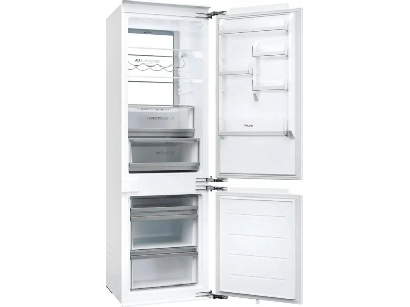 Haier HBCN5177CU1 открытые дверцы холодильная и морозильная камеры внутреннее пространство