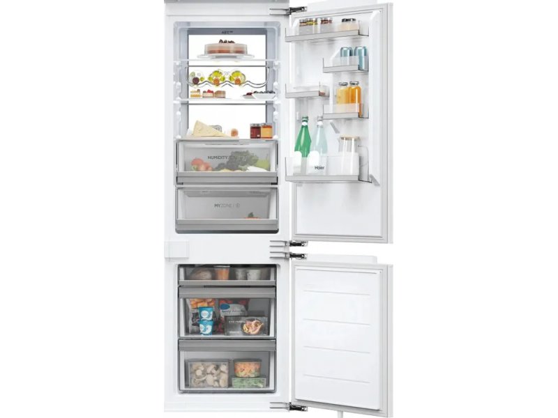 Haier HBCN5177CU1 холодильник заполненный продуктами все отделения функциональность