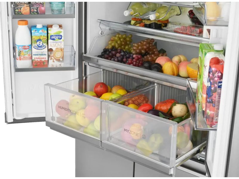 Haier HTF-508DGS7RU нижние ящики MY ZONE две секции для овощей прозрачные контейнеры система контроля влажности