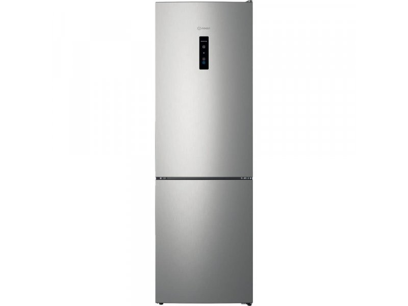 Indesit ITR 5180 X серебристый двухкамерный холодильник — вид спереди, сенсорная панель управления
