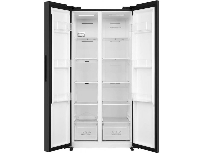 Korting KNFS 83177 N внутреннее устройство — полки, ящики, LED-подсветка обеих камер
