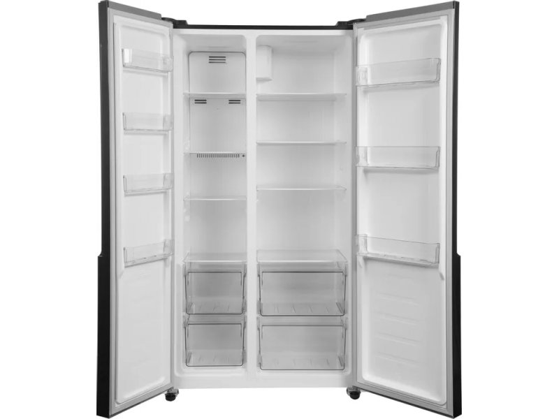 Kraft KF-MS4801BI открытые двери, полки и ящики для овощей внутри, организация хранения