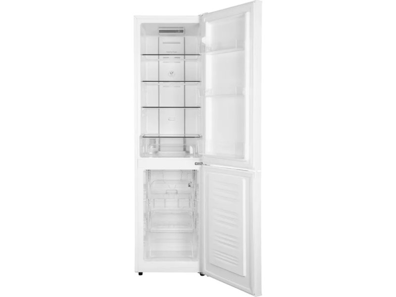 Kraft KF-NF281W открытые двери — внутренняя компоновка верхней холодильной и нижней морозильной камер
