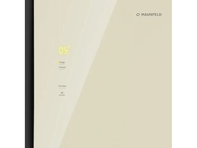 Maunfeld MFF191NFBG сенсорный дисплей с жёлтой подсветкой — кнопки Fridge и Freezer, индикация температуры