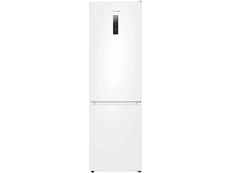 Meferi Ultra MFR200 белый двухкамерный холодильник вид спереди с сенсорной панелью управления