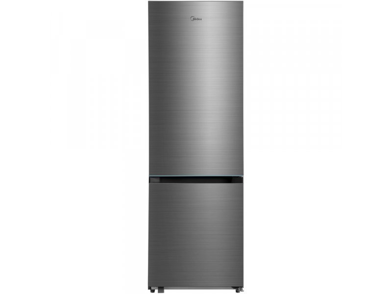Midea MDRB458FGF46IDM серебристый — двухкамерный холодильник с морозильником снизу, металлический корпус