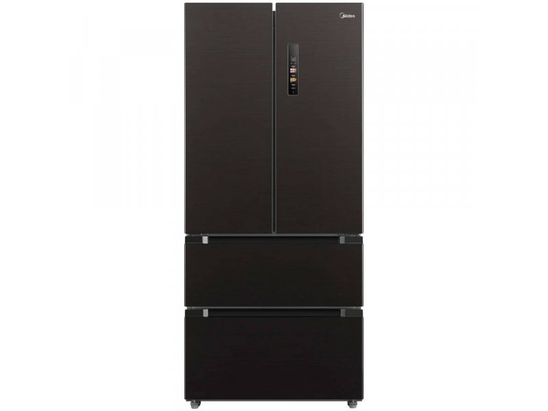 Midea MDRF692MIE28 чёрный — вид спереди, четырёхдверный Side-by-Side с сенсорной панелью управления