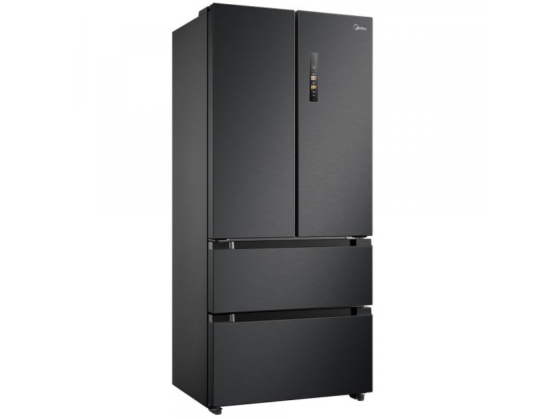 Midea MDRF692MIE45 вид сбоку под углом глубина корпуса металлические ручки ящиков