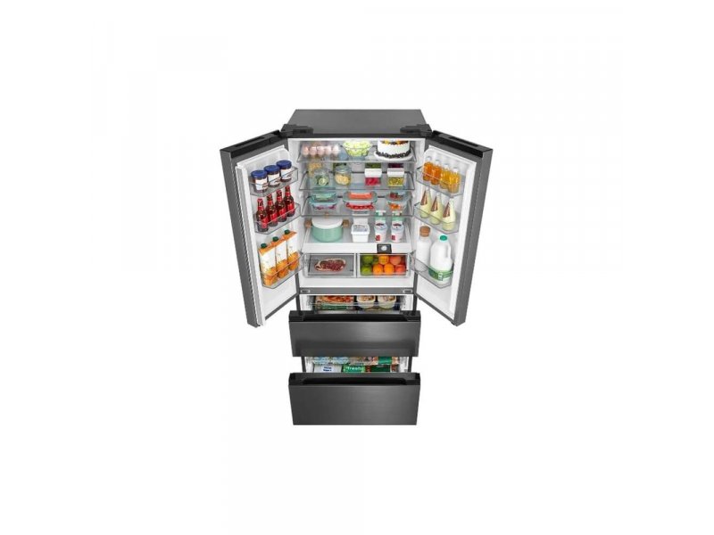 Midea MDRF692MIE46 с продуктами — демонстрация вместимости всех отделений