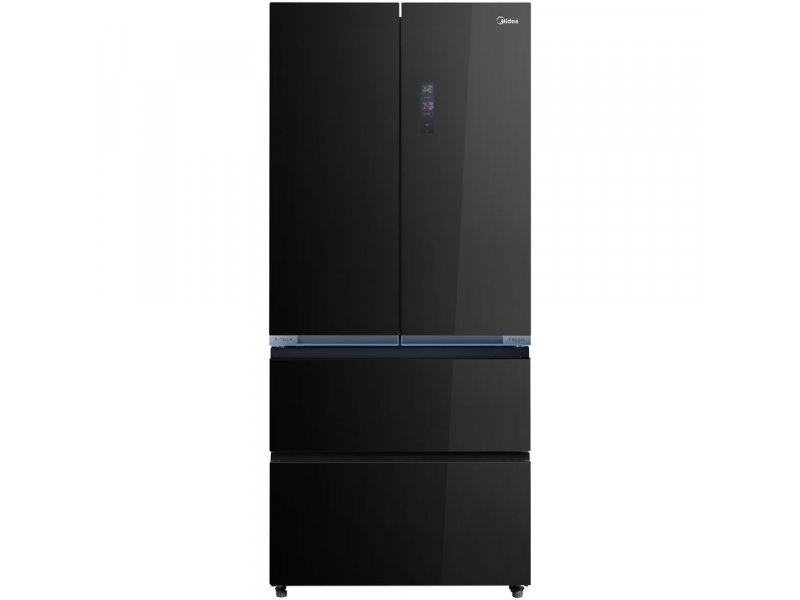 Midea MDRF705BIE63 черный Side-by-Side 568 л вид спереди, дисплей на верхней панели