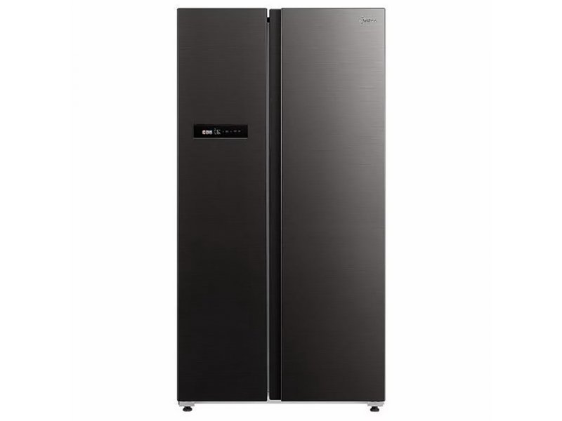 Midea MDRS791MIE28 черный — вид спереди, двухдверный Side-by-Side холодильник с сенсорной панелью управления
