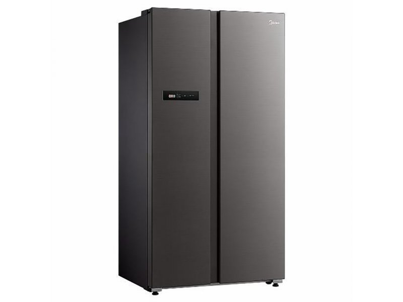 Midea MDRS791MIE28 черный — боковой угловой вид, профиль корпуса и расположение панели управления