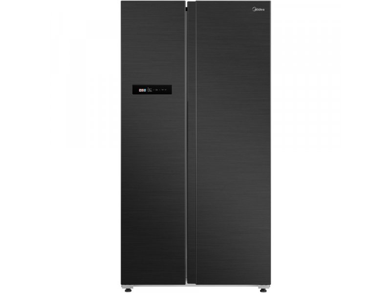 Midea MDRS791MIE45 чёрный матовый корпус Side-by-Side спереди, панель управления на левой двери