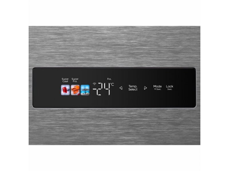 Midea MDRS791MIE46 сенсорная панель управления с дисплеем — температура -24°C, режимы Super Cool и Super Freeze, значок Wi-Fi