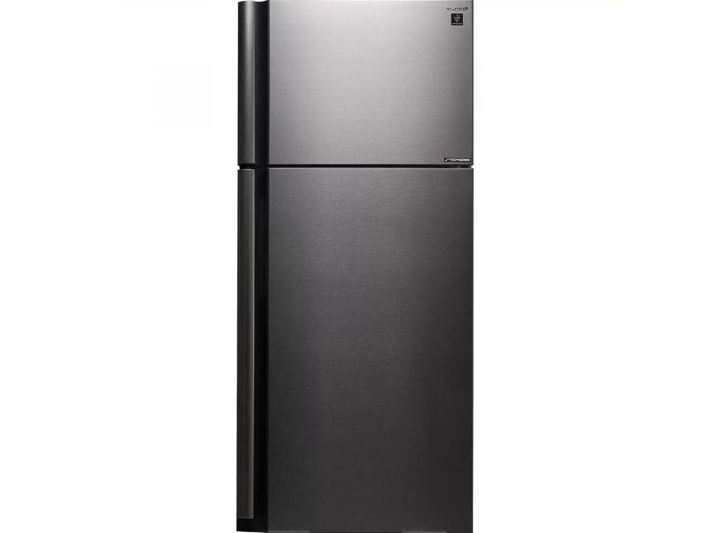 Sharp SJ-XE59PMSL двухкамерный холодильник 578 л серебристый вид спереди