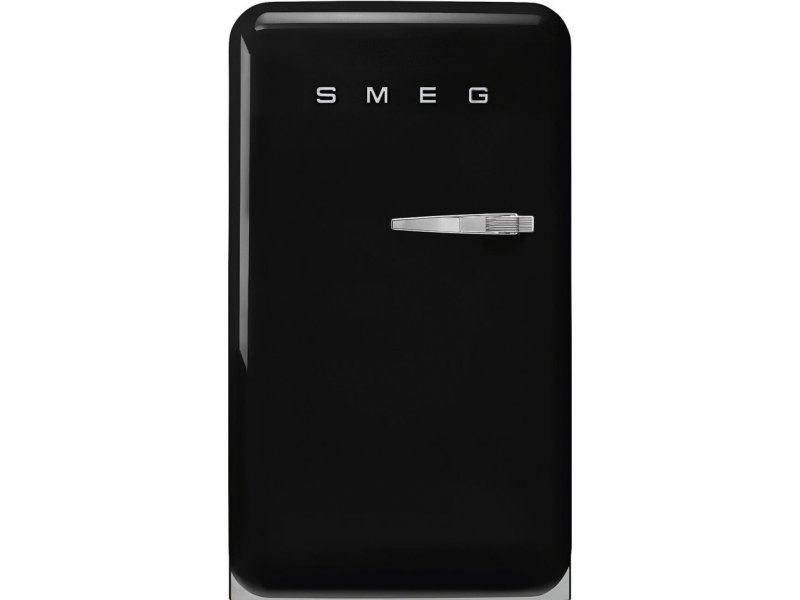 Smeg FAB10LBL6 черный &mdash; ретро-холодильник с хромированной ручкой, вид спереди