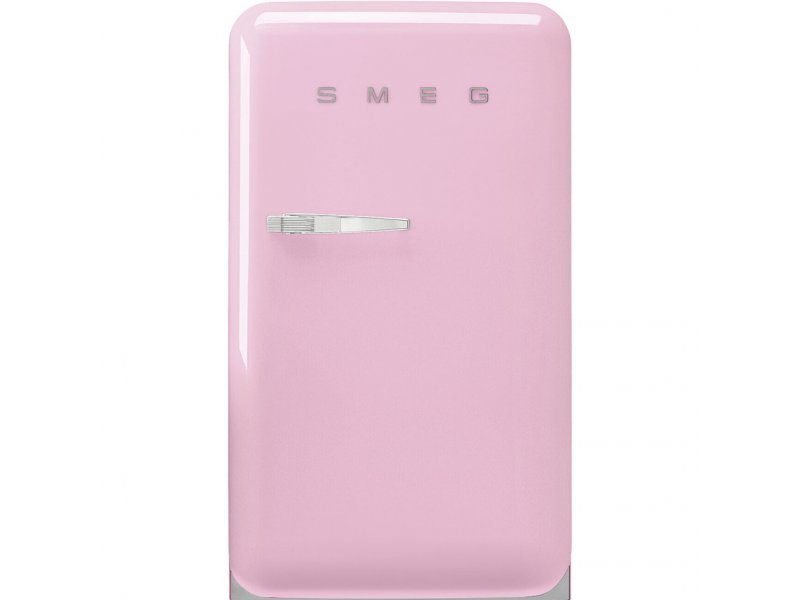 Smeg FAB10RPK6 розовый &mdash; вид спереди, ретро-дизайн с хромированной ручкой