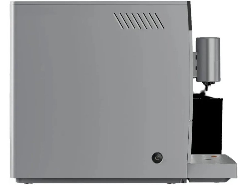 Garlyn L800 — боковой профиль кофемашины, кнопка питания, съёмный молочный резервуар сбоку