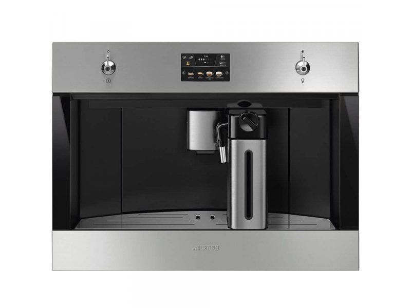 Smeg CMS4303XRU встраиваемая кофемашина серебристый фасад в гарнитуре