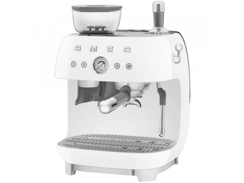 Smeg EGF03WHEU вид спереди белый корпус панель управления манометр бункер для зёрен