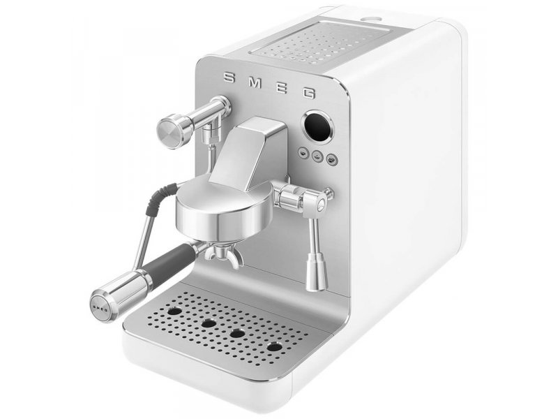 Smeg EMC02WHMEU белый рожковая кофеварка вид спереди с портафильтром 58 мм