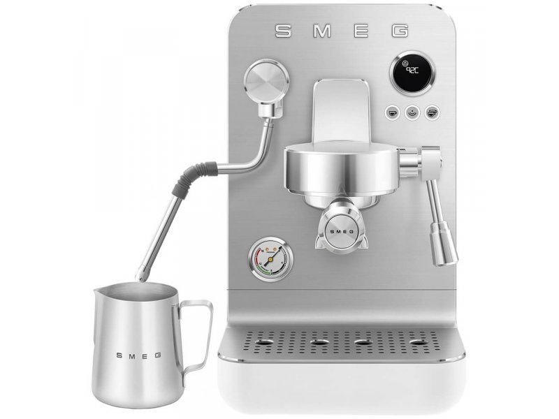 Smeg EMC02WHMEU с питчером для молока демонстрация комплектации для капучино