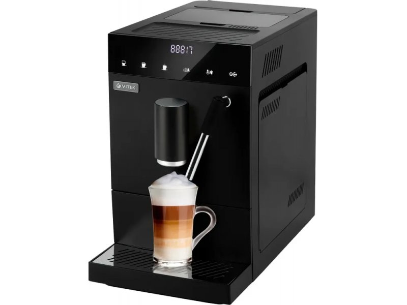 Vitek Metropolis VT-8701 автоматическая кофемашина черная с сенсорным управлением и паровой трубкой