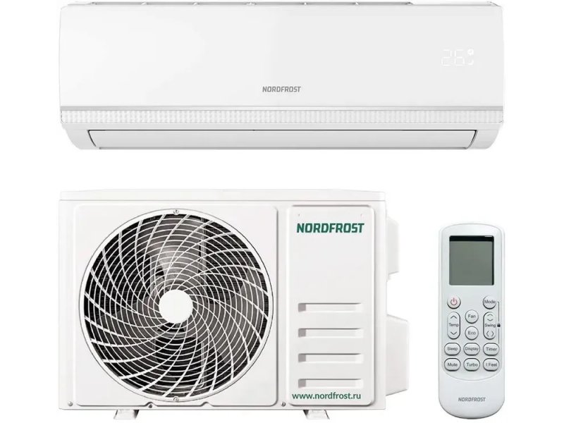 Nordfrost I 18 QUB комплектация — внутренний блок, наружный блок с вентилятором, пульт управления с дисплеем