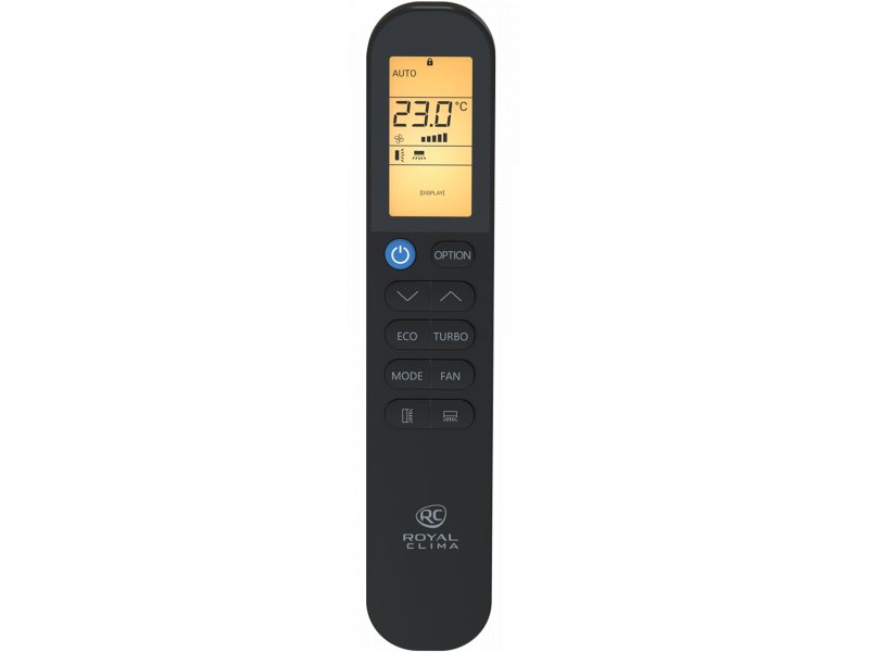 Royal Clima RC-AN22HN — пульт управления с LCD-дисплеем, кнопки режимов и температуры