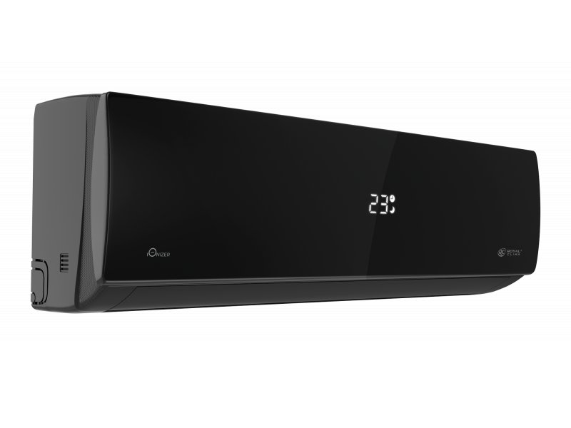Royal Clima Attica Nero RC-AN35HN вид слева &mdash; компактная конструкция внутреннего блока, вентиляционные отверстия