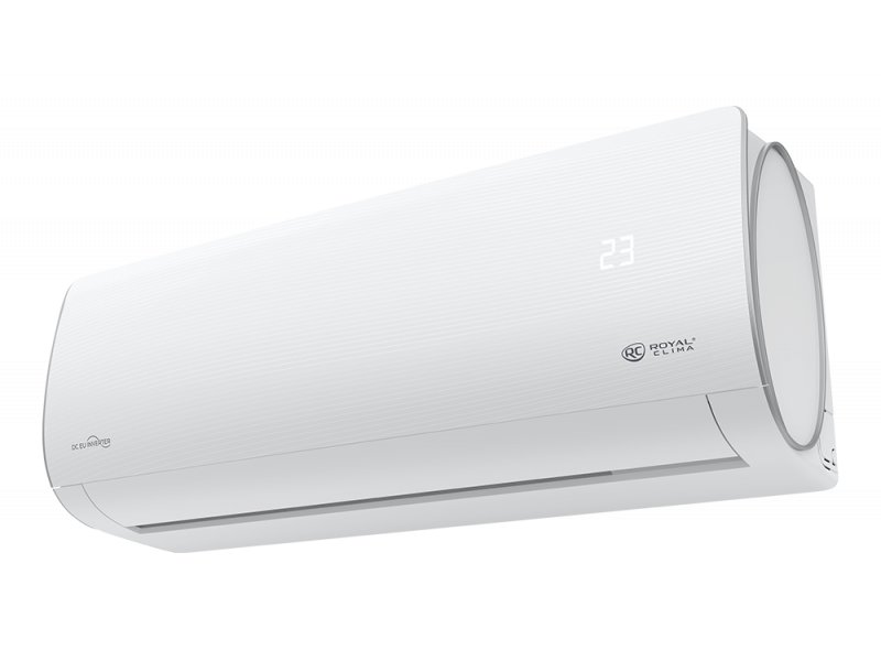 Royal Clima RCI-AR28HN внутренний блок под углом — округлые формы корпуса и панель управления