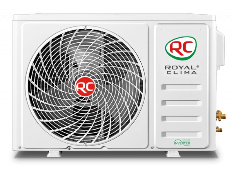 Royal Clima RCI-AR35HN наружный блок &mdash; вентилятор, логотип Royal Clima, маркировка DC Inverter