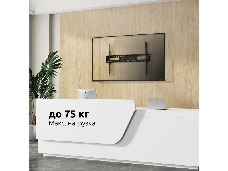 Uniteki FN1610 Pro Line в интерьере офиса — демонстрация монтажа с нагрузкой до 75 кг на деревянную стену