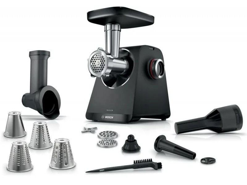 Насадки в комплекте Bosch MFWS640B — кеббе, колбасная, тёрка, овощерезка