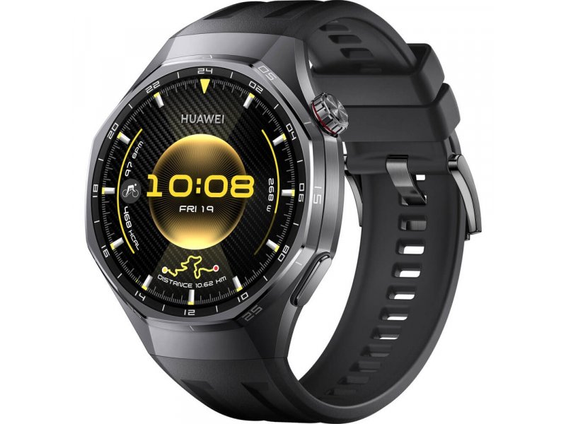 Huawei Watch GT 6 Pro 46mm чёрный — AMOLED-дисплей с активным циферблатом, чёрный фторэластомеровый ремешок