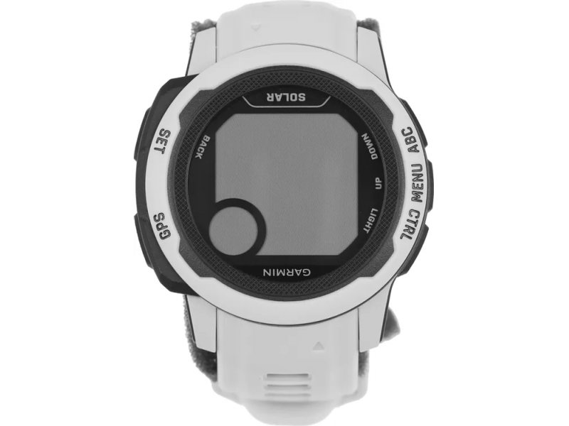 Garmin Instinct 2 Solar 40mm — вид сверху, интерфейс дисплея с функциональной разметкой и кнопками управления