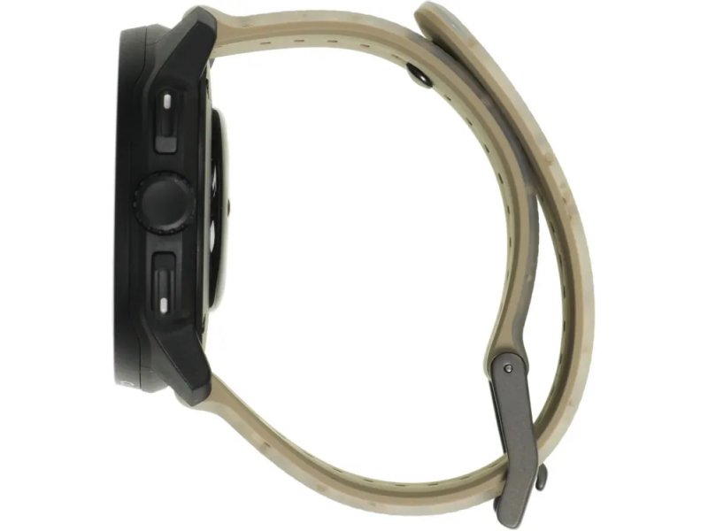 Suunto Race S Gravel Grey — боковой профиль с кнопками управления и конструкцией крепления ремешка
