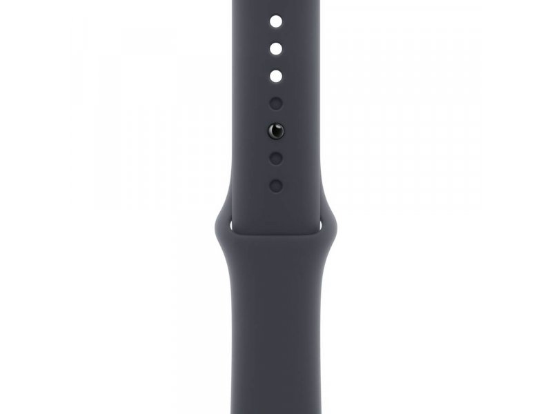 Apple Watch SE 3 2025 44mm &mdash; детальный вид ремешка из фторэластомера и боковой части алюминиевого корпуса