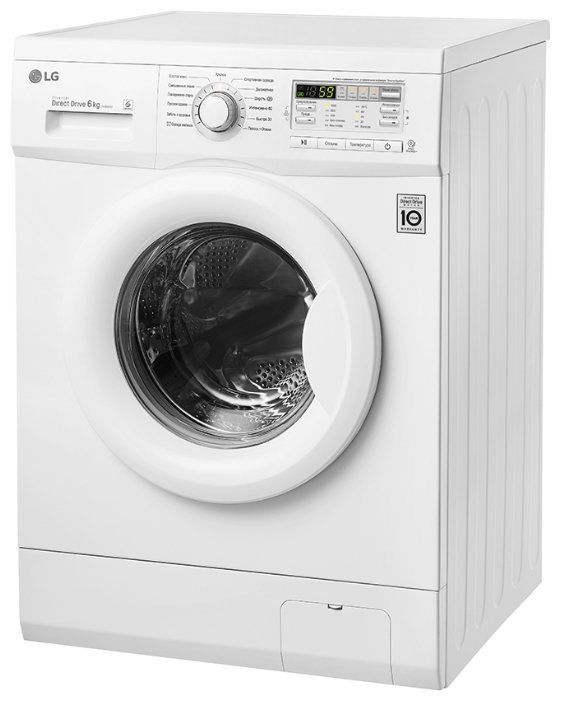 LG F10B8ND боковой профиль — компактная глубина корпуса от 41 до 45 см