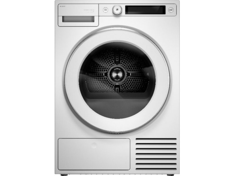 Asko T510HRXLW.P сушильная машина серии Style — вид спереди, белый корпус, TFT-панель управления